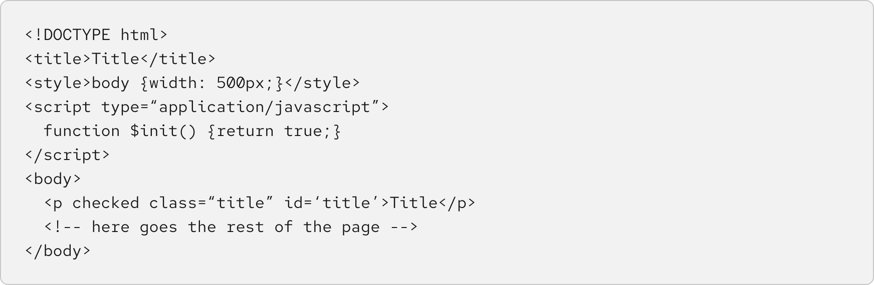 Image of a code block with black code text within a light gray container